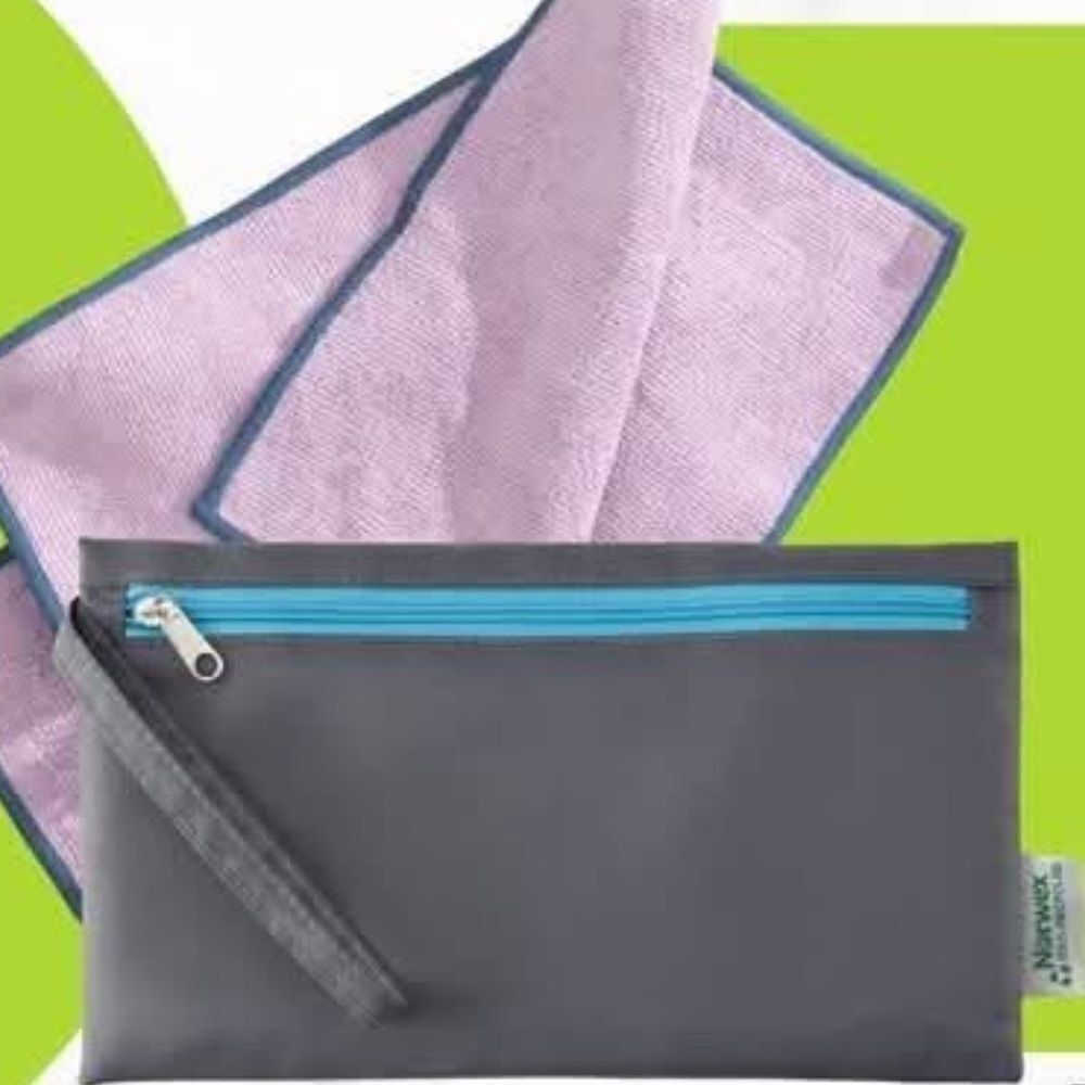 Norwex Small Body and Face Cloths  Lavender Set of 3 and Charcoal Wristlet NWT